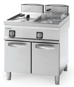 Friteusa profesionala electrica 13+13litri, rezistente rotative, suport inchis 80x70x90cm