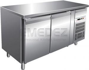 Masa de lucru inox, cu depozitare congelata, cu 2 usi, capacitate 282litri, model G-GN2100BT, 136x70x86 cm, FORCAR