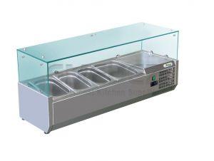 Vitrina refrigerată, pentru ingrediente pizza, shaorma, gyros, capacitate 3 cuve gn 1/3 + 1 gn 1/2 , 120x38x43.5cm, FORCAR