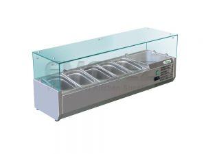 Vitrina refrigerată, pentru ingrediente pizza, shaorma, gyros, capacitate 5 gn 1/4, 120x33x43.5cm, FORCAR