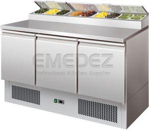 Saladeta refrigerata static blat inox cu 3 usi 135.5x70x101