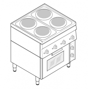 Aragaz cu 4 ochiuri si cuptor electric, 70x60x85cm