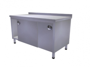 Masa de lucru inox cu dulap usi glisante 150x60x85cm