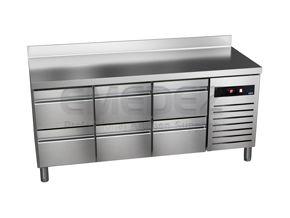 Masa de lucru inox refrigerata 6 sertare GREEN LINE  - 180x70x85cm