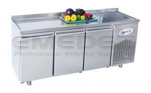 Masa de lucru refrigerata cu 3 usi cu spalator - 178.5x60x85CM