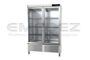 Frigider profesional vertical inox cu 2 usi de sticla GREEN LINE 1200 litri 138.8x72.6x206.7cm 