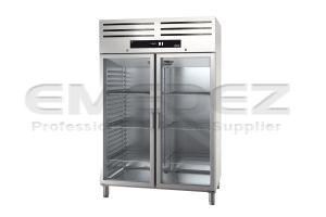 Frigider profesional vertical inox  cu 2 usi de sticla 1400lt 131.8x84.2x204cm