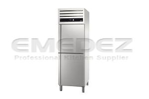 Frigider vertical profesional inox  cu 2 usi 1/2,clasa C 700 litri 65.3x84.2x204cm