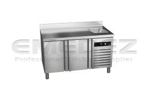 Masa de lucru inox cu refrigerare 2 usi si 1 chiuveta incorporata GREEN LINE 149.2x60x85cm