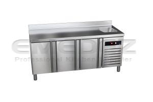 Masa de lucru inox cu refrigerare 3 usi si 1 chiuveta incorporata GREEN LINE 201.7x60x85cm