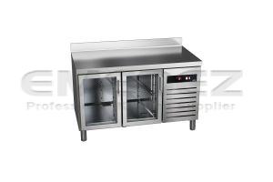 Masa de lucru inox frigorifica cu 2 usi de sticla 274 litri 134.2x70x85cm