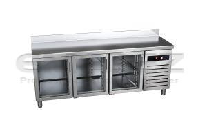 Masa de lucru inox frigorifica cu 3 usi de sticla 428 litri 179.2x70x85cm