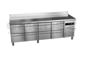 Masa de lucru inox frigorifica cu 8 sertare GREEN LINE 254.2x60x85 