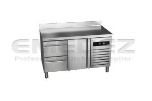 Masa de lucru inox  refrigerare cu 1 usa si 2 sertare GREEN LINE,149.2x60x85cm