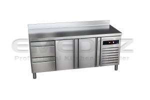 Masa de lucru inox refrigerare cu 2 usi si 2 sertare GREEN LINE 201.7x60x85cm