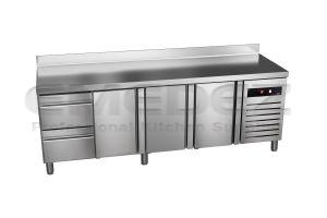 Masa de lucru inox refrigerata 3 usi si 2 sertare 615 litri 224.2x70x85 