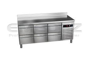  Masa de lucru inox refrigerata cu  6 sertare GREEN LINE 201.7x60x85cm