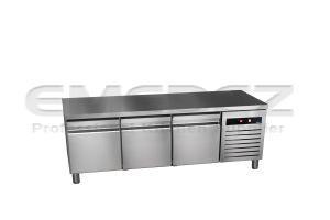 Masa de lucru suport inox refrigerata 3 sertare GREEN LINE 179.2x70x58.4CM