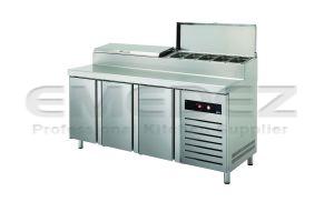 Masa preparare pizza si salate frigorifica cu 3 usi 428 litri 179.2x70x85/105cm