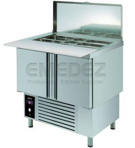 Masa refrigerata cu 2 usi tip saladeta,blat polietilena si capac inox 91.2x70x89.4cm