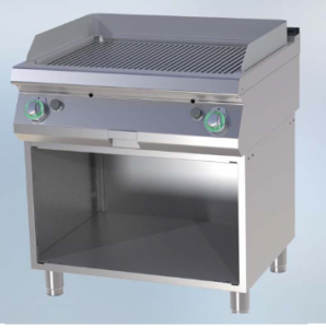 Fry-top/Gratar gaz cu placa striata cu suport deschis 80x73x90cm 14kw RM gastro