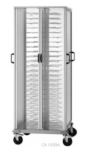 Carucior neutru pentru transport farfurii montate, 88 farfurii Q25/31cm, brațe albe, 75x78x183cm