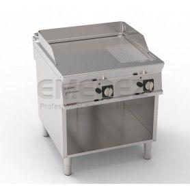 Fry-top/Gratar gaz, 1/3 striat 2/3 neted, cu suport deschis, 80x70x90cm, 14kw TECNOINOX