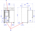 Frigider vertical profesional inox, cu 2 usi, Clasa Eficienta energetica A, freon R600a, 135.8x87.5x211.9cm