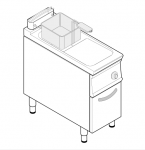 Friteusa cu 1 cuva gaz, 17lt, cuva  în forma V, putere calorică 16.5kw, 40x90x90cm