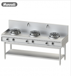 Masina de gatit tip wok, 3 arzatoare de 13kw, alimentare cu apa, 200 x 70 x 85/115 cm