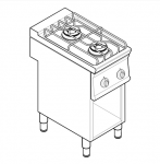 Plita Gaz  cu 4 arzătoare,suport deschis, 14.4kW, 40x70x90cm