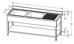 Spalator inox profesional, 2 cuve și picurător, 1 polița inferioară, 180x70x95cm, demontabila