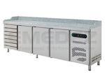 Masa preparare pizza inox refrigerata 3 usi 7x GN container blat granit 606 litri 254.2x80x85