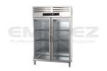 Frigider profesional vertical inox  cu 2 usi de sticla 1400lt 131.8x84.2x204cm