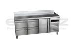 Masa de lucru inox refrigerata 1 usa si 4 sertare GREEN LINE 179.2x70x85