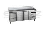 Masa de lucru inox refrigerata 2 usi si 2 sertare GREEN LINE 179.2x70x85