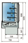 Vitrina refrigerata pentru prajituri cu geam drept 165x73x137.9cm