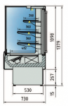 Vitrina refrigerata pentru prajituri cu geam drept 130x73x137.9cm