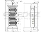 Aparat kebap shaorma electric cu 6 rezistente si motor sus, capacitate 50kg, Potis model E3S