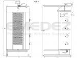 Aparat kebap shaorma gaz cu 4 arzatoare si motor sus, capacitate 70kg, Potis