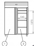 Frigider vertical inox profesional, cu 2 uși, 1400lt, 140x78x206cm