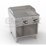 Fry-top/Gratar gaz, 1/3 striat 2/3 neted, cu suport deschis, 80x70x90cm, 14kw TECNOINOX