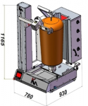 ROBOT DONER GAZ CU 4 ARZATOARE, gaz, capacitate maxima 80 KG, 78x93x116.5cm