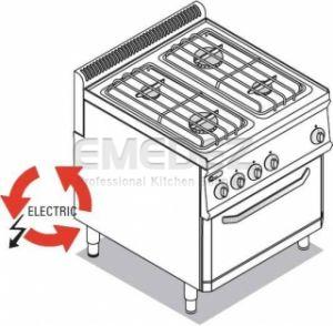 Aragaz cu 4 ochiuri si cuptor electric cu convectie SUPER GN 1/1 70x70x85