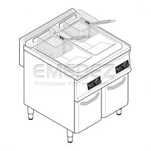 Friteuza electrica cu control digital si suport inchis cu 2 cuve 2x13 litri 70x70x85  