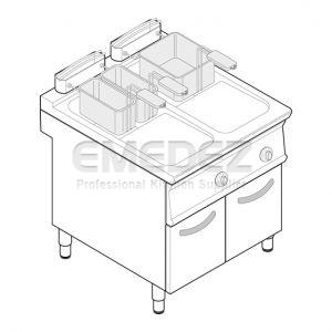 Friteuza electrica cu suport inchis cuve 2x13 litri rezistente rabatabile  80x90x90