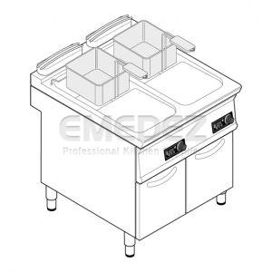 Friteuza electrica cu suport inchis cuve 2x13 litri control digital si rezistente rabatabile  80x90x90