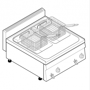 Friteuza electrica de banc cu 2 cuve 2x8 litri 12 kw 70x70x28cm 