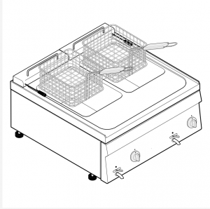 Friteuza electrica de banc cu 2 cuve 2x8 litri 12 kw 70x60x28cm Tecnoinox 