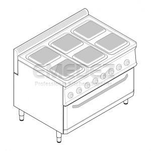 Mașină de gătit electric cu 6 plite si cuptor FULL SIZE  105x70x85 